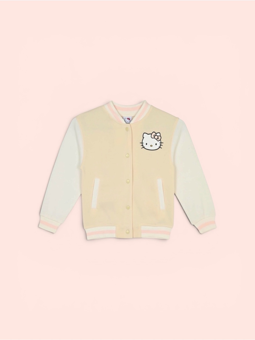 Hello Kitty Girls Varsity Jacket - Button Front Letterman Girls Bomber Jacket
